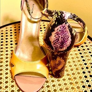 Bandolino Strappy 4inch multi-colored snakeskin Heels